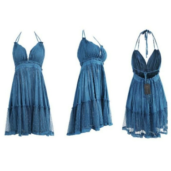 SEXY HALTER SUMMER SHORT DRESS - Picture 3 of 7